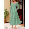 imagePRETTYGARDEN Spring Dresses for Women 2026 Casual Long Sleeve Smocked Ruffle Flowy Elegant Wedding Guest Maxi Dress PocketsSage Green