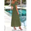 imagePRETTYGARDEN Summer Dresses for Women 2026 Eyelet Square Neck Puff Sleeve Smocked Wedding Guest Maxi Dress with PocketsArmy Green