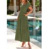 imagePRETTYGARDEN Summer Dresses for Women 2026 Eyelet Square Neck Puff Sleeve Smocked Wedding Guest Maxi Dress with PocketsArmy Green