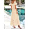 imagePRETTYGARDEN Summer Dresses for Women 2026 Eyelet Square Neck Puff Sleeve Smocked Wedding Guest Maxi Dress with PocketsBeige