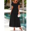 imagePRETTYGARDEN Summer Dresses for Women 2026 Eyelet Square Neck Puff Sleeve Smocked Wedding Guest Maxi Dress with PocketsBlack