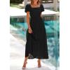 imagePRETTYGARDEN Summer Dresses for Women 2026 Eyelet Square Neck Puff Sleeve Smocked Wedding Guest Maxi Dress with PocketsBlack