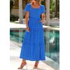 imagePRETTYGARDEN Summer Dresses for Women 2026 Eyelet Square Neck Puff Sleeve Smocked Wedding Guest Maxi Dress with PocketsBlue