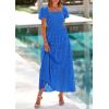 imagePRETTYGARDEN Summer Dresses for Women 2026 Eyelet Square Neck Puff Sleeve Smocked Wedding Guest Maxi Dress with PocketsBlue