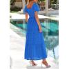 imagePRETTYGARDEN Summer Dresses for Women 2026 Eyelet Square Neck Puff Sleeve Smocked Wedding Guest Maxi Dress with PocketsBlue