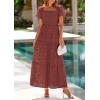 imagePRETTYGARDEN Summer Dresses for Women 2026 Eyelet Square Neck Puff Sleeve Smocked Wedding Guest Maxi Dress with PocketsBrown Red
