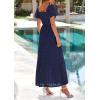 imagePRETTYGARDEN Summer Dresses for Women 2026 Eyelet Square Neck Puff Sleeve Smocked Wedding Guest Maxi Dress with PocketsNavy