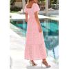 imagePRETTYGARDEN Summer Dresses for Women 2026 Eyelet Square Neck Puff Sleeve Smocked Wedding Guest Maxi Dress with PocketsPink
