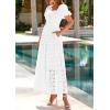 imagePRETTYGARDEN Summer Dresses for Women 2026 Eyelet Square Neck Puff Sleeve Smocked Wedding Guest Maxi Dress with PocketsWhite