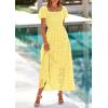 imagePRETTYGARDEN Summer Dresses for Women 2026 Eyelet Square Neck Puff Sleeve Smocked Wedding Guest Maxi Dress with PocketsYellow
