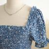 imagePRETTYGARDEN Summer Floral Bodycon Midi Dresses 2026 Puff Sleeve Mermaid Cocktail Baby Shower Photoshoot Maternity DressBlue