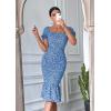 imagePRETTYGARDEN Summer Floral Bodycon Midi Dresses 2026 Puff Sleeve Mermaid Cocktail Baby Shower Photoshoot Maternity DressBlue