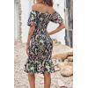 imagePRETTYGARDEN Summer Floral Bodycon Midi Dresses 2026 Puff Sleeve Mermaid Cocktail Baby Shower Photoshoot Maternity DressFloral Black Green Red