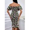 imagePRETTYGARDEN Summer Floral Bodycon Midi Dresses 2026 Puff Sleeve Mermaid Cocktail Baby Shower Photoshoot Maternity DressFloral Black Green Red