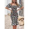 imagePRETTYGARDEN Summer Floral Bodycon Midi Dresses 2026 Puff Sleeve Mermaid Cocktail Baby Shower Photoshoot Maternity DressFloral Black Green Red