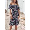 imagePRETTYGARDEN Summer Floral Bodycon Midi Dresses 2026 Puff Sleeve Mermaid Cocktail Baby Shower Photoshoot Maternity DressFloral Blue Green Red
