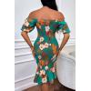 imagePRETTYGARDEN Summer Floral Bodycon Midi Dresses 2026 Puff Sleeve Mermaid Cocktail Baby Shower Photoshoot Maternity DressFloral Green Orange