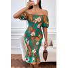 imagePRETTYGARDEN Summer Floral Bodycon Midi Dresses 2026 Puff Sleeve Mermaid Cocktail Baby Shower Photoshoot Maternity DressFloral Green Orange
