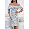 imagePRETTYGARDEN Summer Floral Bodycon Midi Dresses 2026 Puff Sleeve Mermaid Cocktail Baby Shower Photoshoot Maternity DressFloral Light Green White