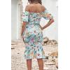 imagePRETTYGARDEN Summer Floral Bodycon Midi Dresses 2026 Puff Sleeve Mermaid Cocktail Baby Shower Photoshoot Maternity DressFloral Light Green White