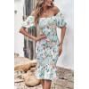 imagePRETTYGARDEN Summer Floral Bodycon Midi Dresses 2026 Puff Sleeve Mermaid Cocktail Baby Shower Photoshoot Maternity DressFloral Light Green White