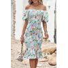 imagePRETTYGARDEN Summer Floral Bodycon Midi Dresses 2026 Puff Sleeve Mermaid Cocktail Baby Shower Photoshoot Maternity DressFloral Light Green White