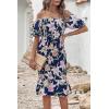 imagePRETTYGARDEN Summer Floral Bodycon Midi Dresses 2026 Puff Sleeve Mermaid Cocktail Baby Shower Photoshoot Maternity DressFloral Navy White