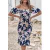 imagePRETTYGARDEN Summer Floral Bodycon Midi Dresses 2026 Puff Sleeve Mermaid Cocktail Baby Shower Photoshoot Maternity DressFloral Navy White