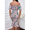 imagePRETTYGARDEN Summer Floral Bodycon Midi Dresses 2026 Puff Sleeve Mermaid Cocktail Baby Shower Photoshoot Maternity DressFloral Pink Green Apricot