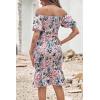 imagePRETTYGARDEN Summer Floral Bodycon Midi Dresses 2026 Puff Sleeve Mermaid Cocktail Baby Shower Photoshoot Maternity DressFloral Pink Green Apricot
