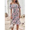 imagePRETTYGARDEN Summer Floral Bodycon Midi Dresses 2026 Puff Sleeve Mermaid Cocktail Baby Shower Photoshoot Maternity DressFloral Pink Green Apricot