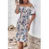imagePRETTYGARDEN Summer Floral Bodycon Midi Dresses 2026 Puff Sleeve Mermaid Cocktail Baby Shower Photoshoot Maternity DressFloral White Blue