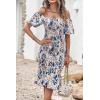 imagePRETTYGARDEN Summer Floral Bodycon Midi Dresses 2026 Puff Sleeve Mermaid Cocktail Baby Shower Photoshoot Maternity DressFloral White Blue