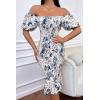 imagePRETTYGARDEN Summer Floral Bodycon Midi Dresses 2026 Puff Sleeve Mermaid Cocktail Baby Shower Photoshoot Maternity DressFloral White Blue