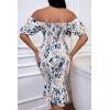 imagePRETTYGARDEN Summer Floral Bodycon Midi Dresses 2026 Puff Sleeve Mermaid Cocktail Baby Shower Photoshoot Maternity DressFloral White Blue