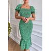 imagePRETTYGARDEN Summer Floral Bodycon Midi Dresses 2026 Puff Sleeve Mermaid Cocktail Baby Shower Photoshoot Maternity DressGreen