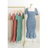 imagePRETTYGARDEN Summer Floral Bodycon Midi Dresses 2026 Puff Sleeve Mermaid Cocktail Baby Shower Photoshoot Maternity DressRed