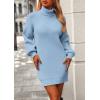 imagePRETTYGARDEN Sweater Dress for Women Long Puff Sleeve Turtleneck Ribbed Knit Oversized Pullover Winter Short Dress