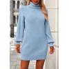 imagePRETTYGARDEN Sweater Dress for Women Long Puff Sleeve Turtleneck Ribbed Knit Oversized Pullover Winter Short Dress