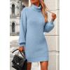 imagePRETTYGARDEN Sweater Dress for Women Long Puff Sleeve Turtleneck Ribbed Knit Oversized Pullover Winter Short Dress