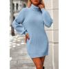 imagePRETTYGARDEN Sweater Dress for Women Long Puff Sleeve Turtleneck Ribbed Knit Oversized Pullover Winter Short Dress