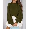 imagePRETTYGARDEN Sweaters for Women 2026 Fall Chunky Knit Long Sleeve Crew Neck Oversized Pullover Tops Winter Fashion ClothingArmy Green