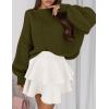 imagePRETTYGARDEN Sweaters for Women 2026 Fall Chunky Knit Long Sleeve Crew Neck Oversized Pullover Tops Winter Fashion ClothingArmy Green