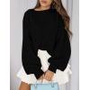imagePRETTYGARDEN Sweaters for Women 2026 Fall Chunky Knit Long Sleeve Crew Neck Oversized Pullover Tops Winter Fashion ClothingBlack