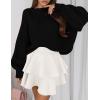 imagePRETTYGARDEN Sweaters for Women 2026 Fall Chunky Knit Long Sleeve Crew Neck Oversized Pullover Tops Winter Fashion ClothingBlack