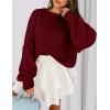 imagePRETTYGARDEN Sweaters for Women 2026 Fall Chunky Knit Long Sleeve Crew Neck Oversized Pullover Tops Winter Fashion ClothingBurgundy