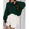 imagePRETTYGARDEN Sweaters for Women 2026 Fall Chunky Knit Long Sleeve Crew Neck Oversized Pullover Tops Winter Fashion ClothingDark Green