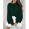 imagePRETTYGARDEN Sweaters for Women 2026 Fall Chunky Knit Long Sleeve Crew Neck Oversized Pullover Tops Winter Fashion ClothingDark Green