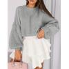 imagePRETTYGARDEN Sweaters for Women 2026 Fall Chunky Knit Long Sleeve Crew Neck Oversized Pullover Tops Winter Fashion ClothingGrey