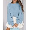 imagePRETTYGARDEN Sweaters for Women 2026 Fall Chunky Knit Long Sleeve Crew Neck Oversized Pullover Tops Winter Fashion ClothingLight Blue